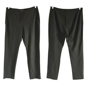Eileen Fisher Stretch Cropped Pants with side slits Dark Olive Size M Petite